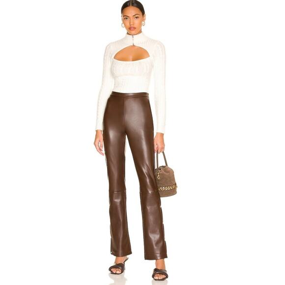 Superdown Paloma Brown Vegan Leather Pant NWT Size XS